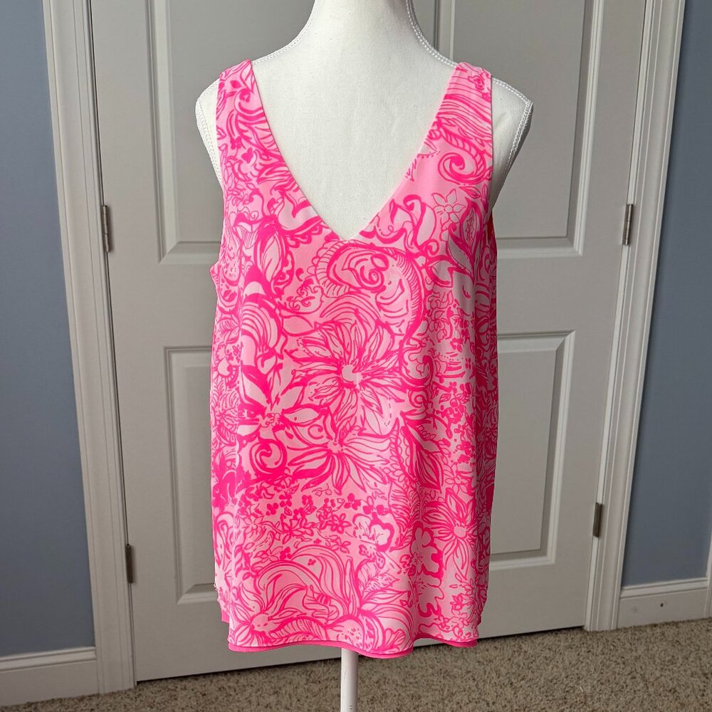 Lilly Pulitzer Florin Reversible Top in Pink Tropics Bunny Hop Size Medium